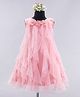Enfance Net Woven Sleeveless Ruffled Party Dress With Corsage - Peach