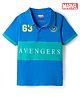 Pine Kids Marvel Cotton Knit Half Sleeves Pique Cut & Sew Polo T-Shirt with Avengers Print - Blue