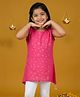 Kiddopanti Rayon Woven Sleeveless Sun Foil Printed Kurti - Hot Pink