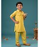 Kiddopanti Rayon Woven Full Sleeves Solid Pathani Kurta & Pyjama Set - Mustard