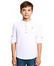 Charchit Cotton Blend Woven Full Sleeves Solid Kurta Style Shirt - White