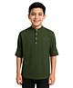 Charchit Cotton Blend Woven Full Sleeves Solid Kurta Style Shirt - Green