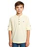 Charchit Cotton Blend Woven Full Sleeves Solid Kurta Style Shirt - Yellow