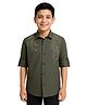 Charchit Cotton Blend Woven Full Sleeves Stones Embellished Shirt - Green
