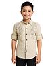 Charchit Cotton Blend Woven Full Sleeves Stones Embellished Shirt - Cream