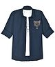 Charchit Cotton Woven Full Sleeves Tiger Designed Stone Embellished Shirt With Tee - Navy Blue