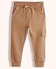 Orange Sugar 100% Cotton Knit Solid Cargo Style Joggers - Light Brown