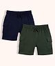 Orange Sugar 100% Cotton Knit Pack Of 2 Solid Cargo Style Shorts - Royal Blue & Dark Olive