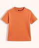 Orange Sugar Cotton Knit Half Sleeves Solid Tee - Orange