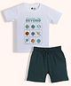 Orange Sugar 100% Cotton Knit Half Sleeves Solar System Printed Tee & Shorts Set - White & Olive