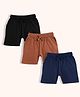 Orange Sugar 100% Cotton Knit Pack Of 3 Solid Shorts With Pockets - Multi Colour