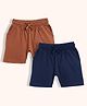 Orange Sugar 100% Cotton Knit Pack Of 2 Solid Shorts - Brown & Royal Blue
