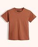 Orange Sugar 100% Cotton Knit Half Sleeves Solid Tee - Brown