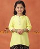 Kiddopanti Rayon Woven Three Fourth Sleeves Floral Embroidered Kurti - Lime Yellow