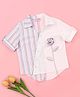 Cutecumber Cotton Woven Half Sleeves Floral Applique Detailed Striped Shirt - Multi Colour