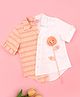 Cutecumber Cotton Woven Half Sleeves Floral Applique Detailed  Top - Orange