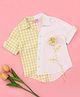 Cutecumber Cotton Woven Shirt Half Sleeves Floral Applique Detailed Shirt - Yellow