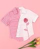 Cutecumber Cotton Woven Half Sleeves Floral Applique Detailed Checked Shirt - Pink