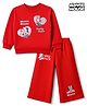 Babyhug Disney 100% Cotton Terry Knit Full Sleeves T-Shirt and Pant Set with Minnie Mouse and Daisy Duck Graphic - Red