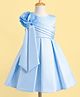Blabber Sleeveless Floral Applique Detailed Knee Length Pleated Dress - Sky Blue