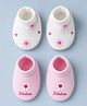 Doodle Poodle 100% Cotton Interlock Knit Floral Printed Booties Pack of 2 - White & Pink