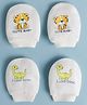 Doodle Poodle 100% Cotton Interlock Knit Mittens Set With Animal Print Pack of 2 - White
