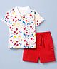 Babyhug 100% Cotton Single Jersey Knit Half Sleeves Printed T-Shirt & Shorts Set - Red