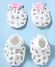 Doodle Poodle 100% Cotton Knit Floral Printed Mittens & Booties Set - White