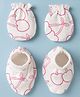Doodle Poodle 100% Cotton interlock Knit Mittens & Booties with Cherry Print - White