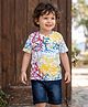 Babyhug Single Jersey Knit Half Sleeves T-Shirt and Shorts with Splatter Print - White