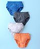 Bodycare Knit Solid Colour Briefs Pack of 4 - Orange Blue & Grey
