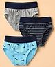 Bodycare Knit Striped Briefs with Shark Print Pack of 3 - Grey, Black, Light Blue