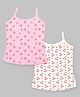 Bodycare Knitted Sleeveless Floral Printed Slips Pack of 2 - White & Pink