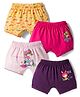 Bodycare Knit Text & Doll Printed Shorts Pack of 4 - Yellow & Dark Pink