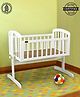 Babyhug Joy Cradle with Mosquito Net - White| Solid Pinewood| Sturdy Construct| Easy to Assemble| Swing Lock