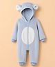 Mark & Mia Full Sleeves Winter Wear Romper With Bunny Ear Applique - Light Blue