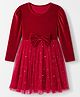 Mark & Mia Full Sleeves Star Printed Party Dress With Bow Applique - Red