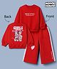 Babyhug Disney 100% Cotton Terry Knit Full Sleeves T-Shirt & Pant Set With Minnie Mouse & Daisy Graphic - Red