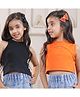 Shorgul Cotton Knit Pack Of 2 Sleeveless Solid Tops - Orange & Black