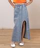 Shorgul Denim Woven Solid Skirt With Slit - Blue