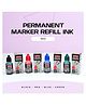 Soni Officemate Permanent Marker Refill Ink Quick-Drying, Vibrant Colors Pack of 4 X 15ml - Multicolor