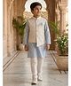 Pspeaches Cambric Woven Full Sleeves Floral Printed Kurta & Pyjama With Jacket Set - Sky Blue