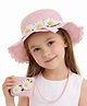 Vritraz Cotton Woven Daisy Floral Applique Detailed Bucket Hat With Sling Bag - Baby Pink - Circumference 52-56 Cm