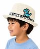 Vritraz Cotton Woven Dinosaur Applique Detailed Bucket Hat - White - Circumference 52-56 Cm