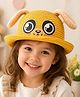 Vritraz Cotton Woven Dog Face Applique Detailed Bucket Hat - Yellow - Circumference 52 - 56 Cm
