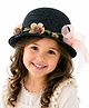 Vritraz Cotton Woven Floral Applique Detailed Bucket Hat - Black - Circumference 52 - 56 Cm
