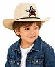 Vritraz Cotton Woven Star Applique Detailed  Cowboy Hat - White - Circumference 52 - 56 Cm