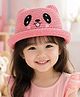 Vritraz Cotton Woven Panda Face Embroidered Bucket Hat - Pink - Circumference 52 - 56 Cm