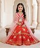 Pspeaches Cambric Woven Sleeveless Pichwai Printed Lehenga Choli Set With Dupatta - Orange