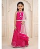 Pspeaches Cambric Woven Sleeveless Bandhani Printed Lehenga Choli Set With Dupatta - Magenta